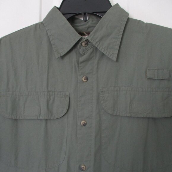 Wrangler Mens S/S Khaki Green Cotton Casual Shirt Twin Velcro Pockets - Small - Picture 2 of 2